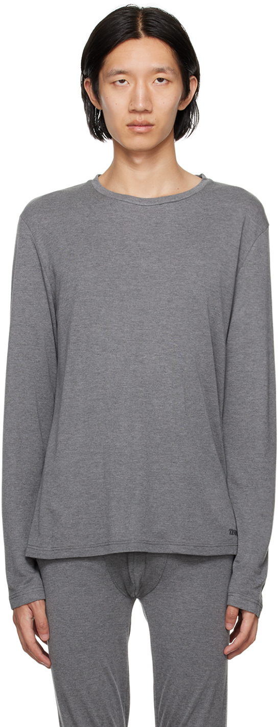 Gray Crewneck Long Sleeve T-Shirt
