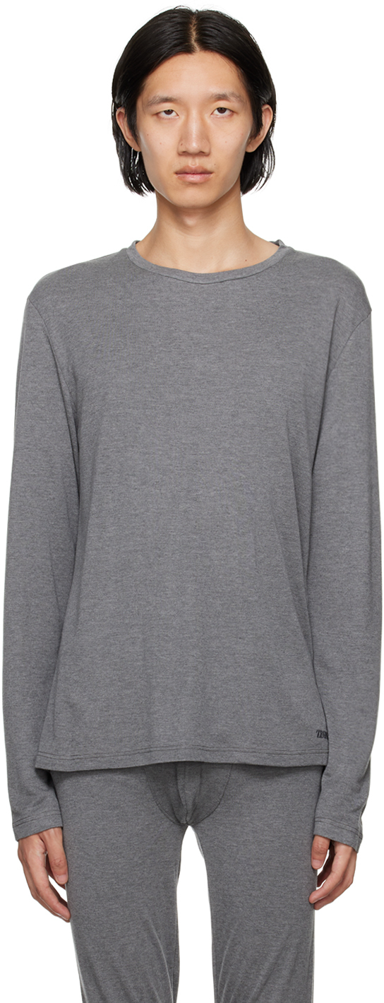 【関税込み】ZEGNA グレー クルーネック 長袖Tシャツ ZEGNAのグレー クルーネック 長袖Tシャツがセール中