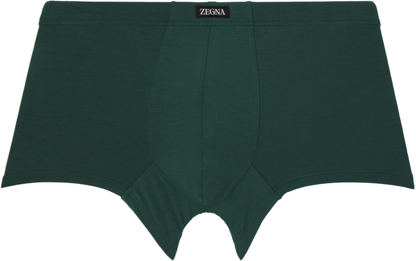 Zegna Green Patch Boxers In 312 Verde Lago