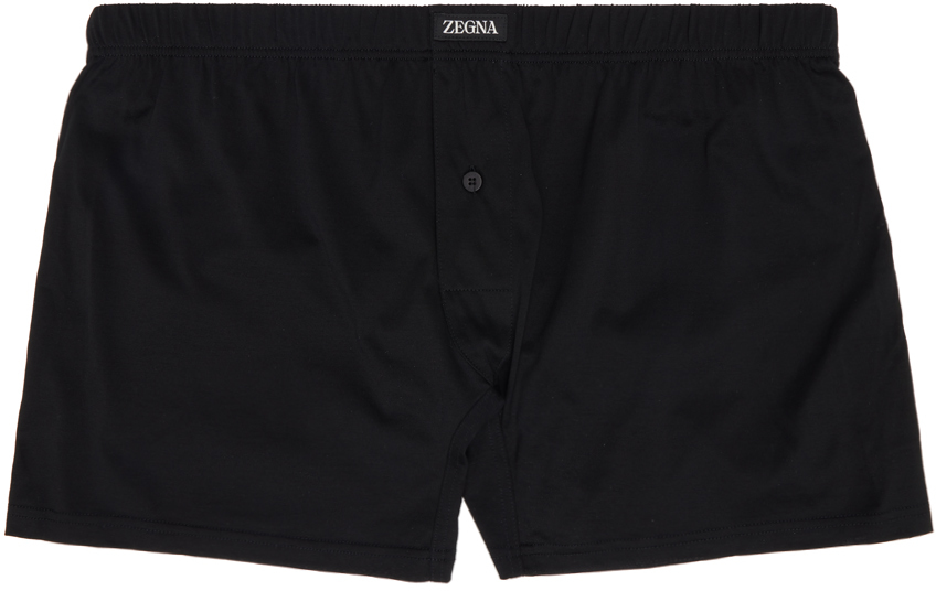 Zegna Black Button-fly Boxers In 001 Black