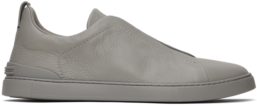 Zegna Gray Triple Stitch Sneakers In Gme Grey Melange