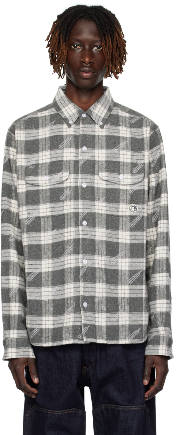Billionaire Boys Club Logo-patch Checkered Shirt In Grey
