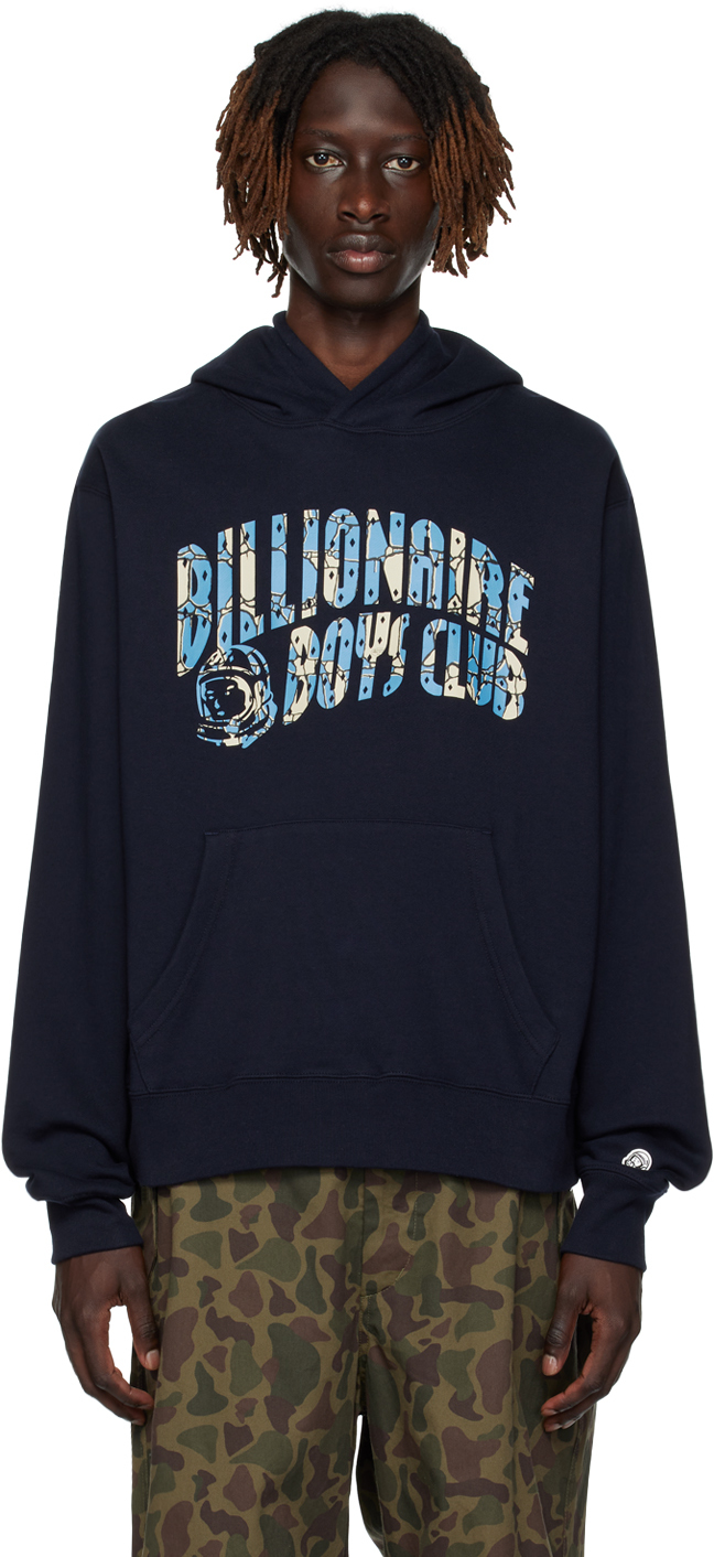 Billionaire Boys Club Navy Printed Hoodie In Blu