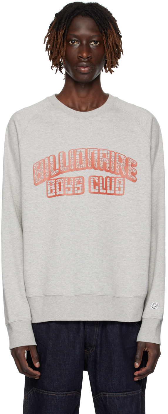 Billionaire Boys Club Mens Heather Grey College Graphic-print Cotton-jersey Sweatshirt