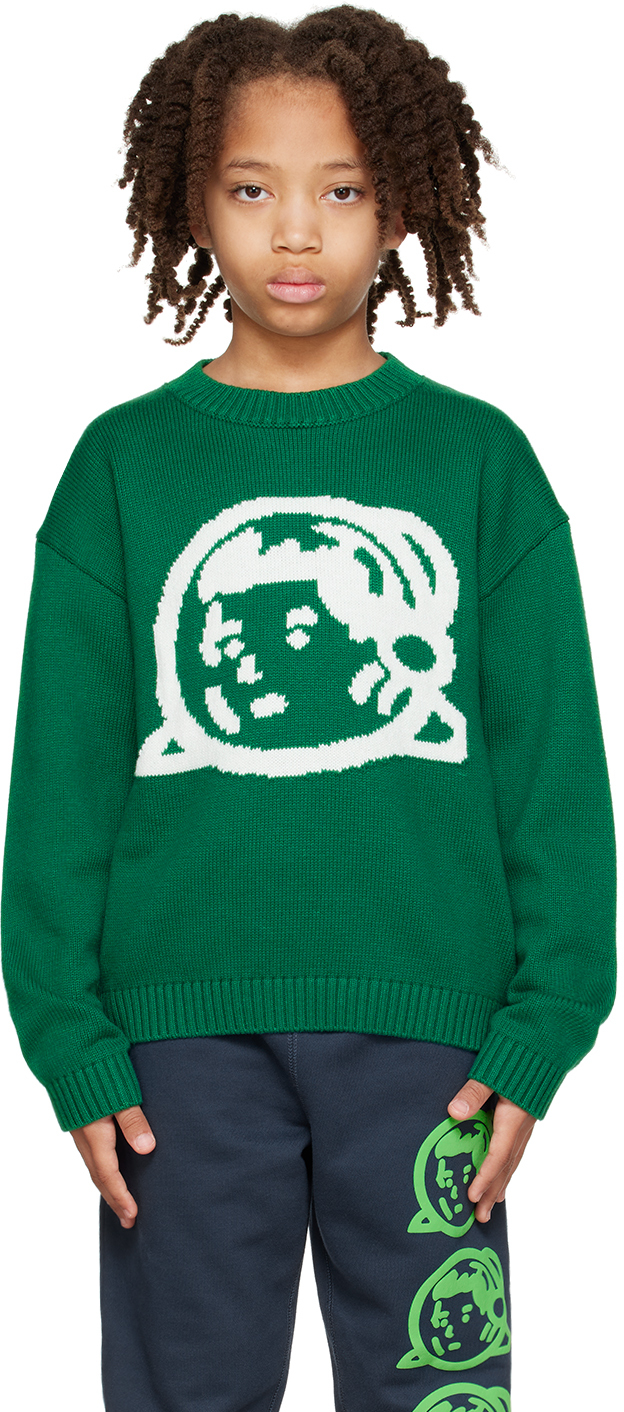 Billionaire Boys Club Astro Helmet Logo-weave Cotton And Cashmere-blend Jumper 6-12 Years In Green