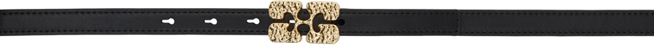 Ganni Black Logo Belt In 099 Black