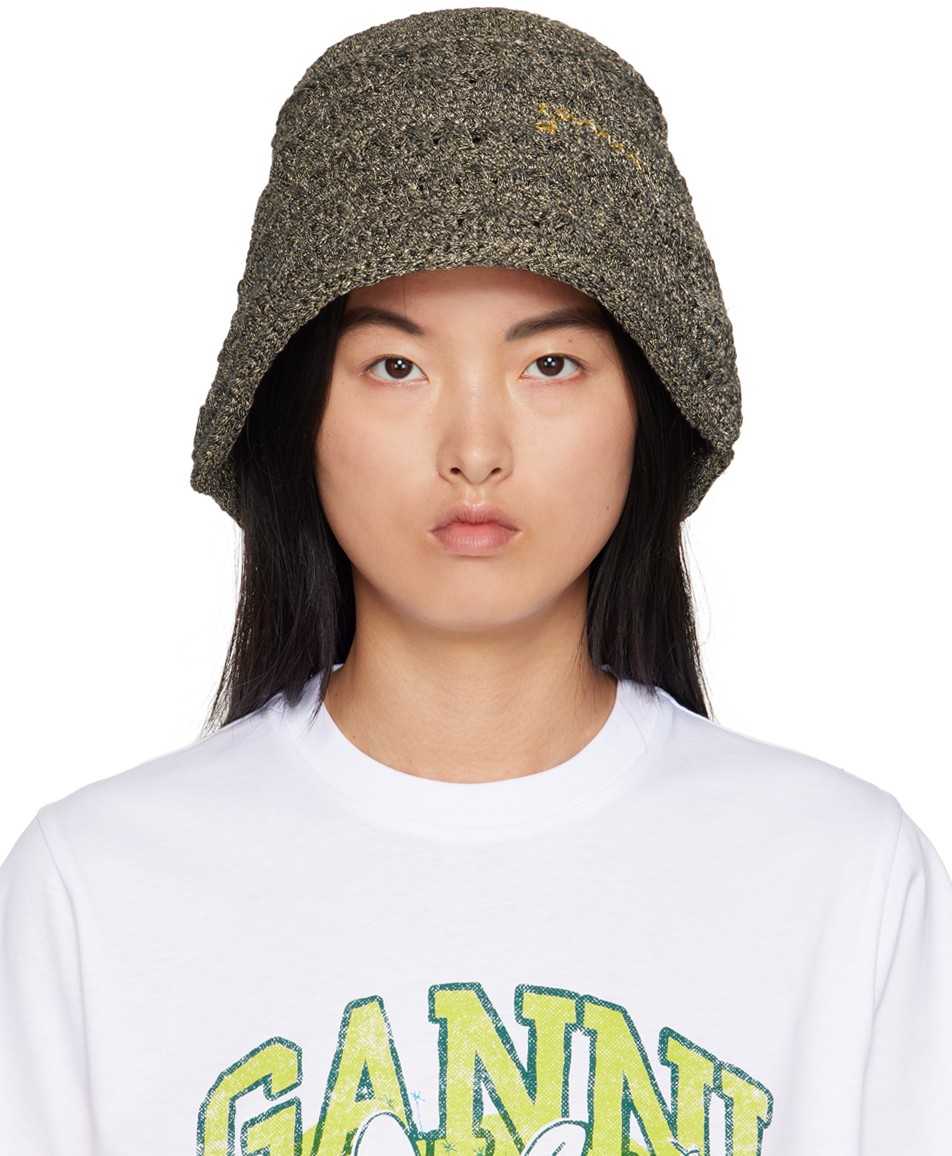 GANNI Cotton Crochet Bucket Hat | Grey | Size XS/S | Shopbop