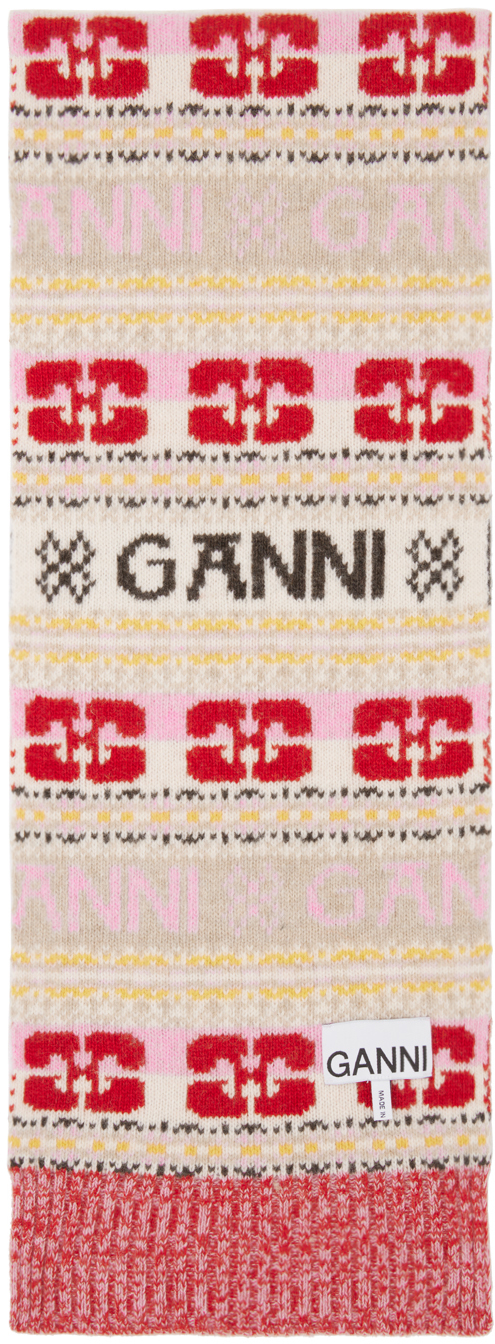 GANNI Multicolor Logo Scarf