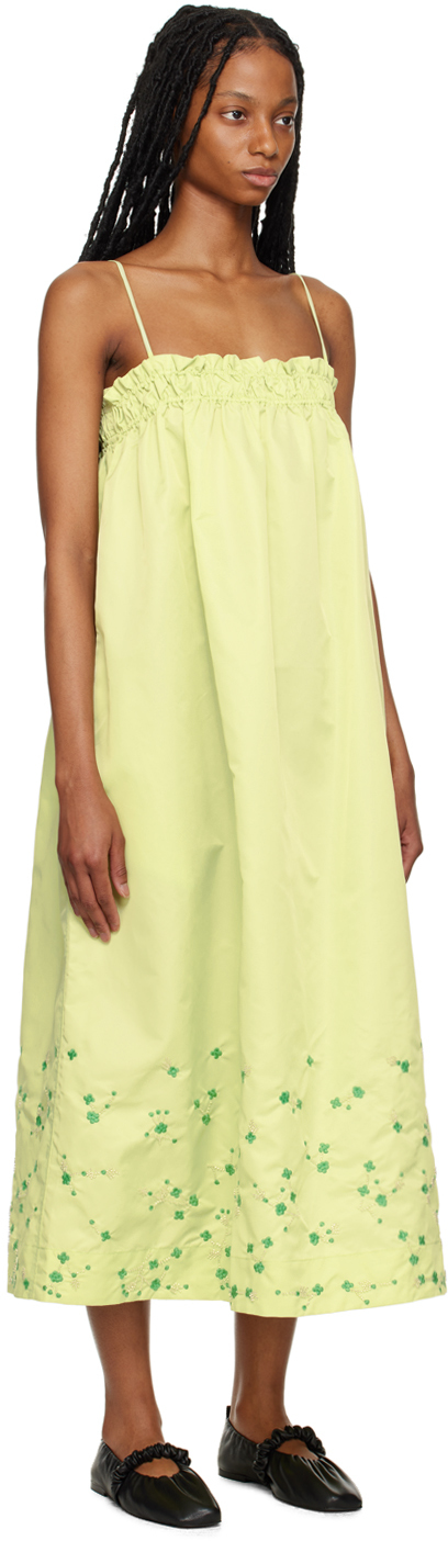 Ganni Ssense Exclusive Green Midi Dress In 796 Lily Green