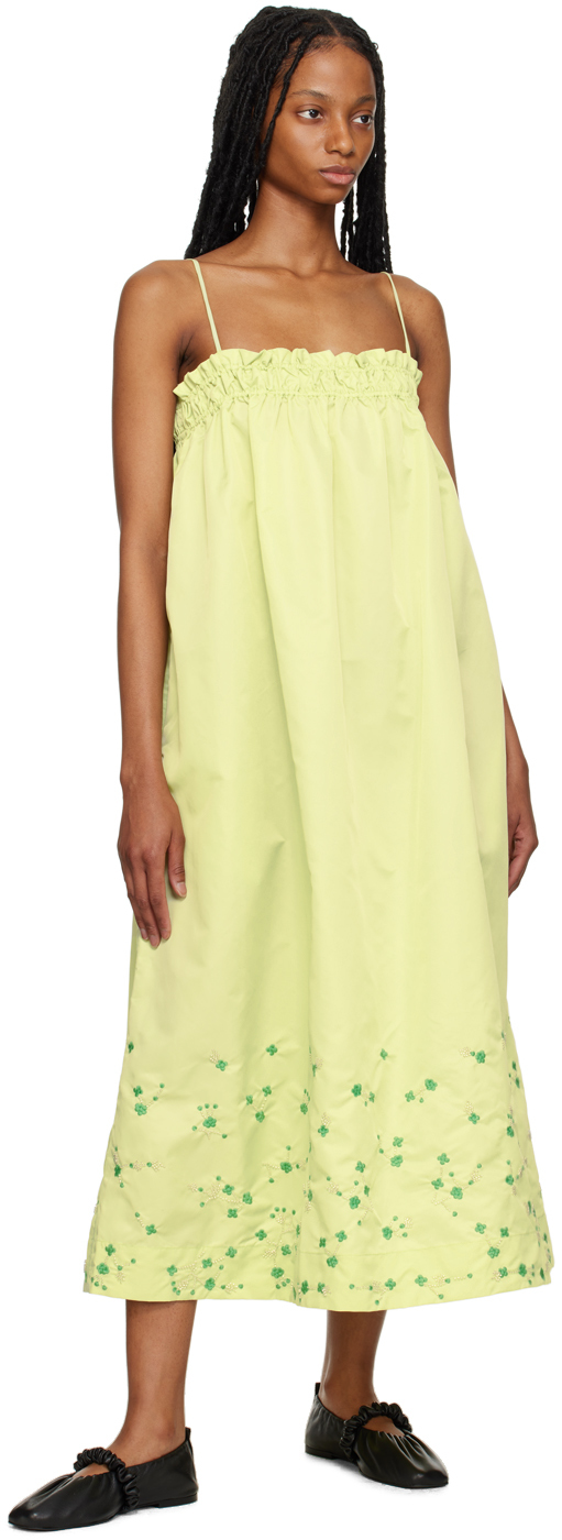Ganni Ssense Exclusive Green Midi Dress In 796 Lily Green