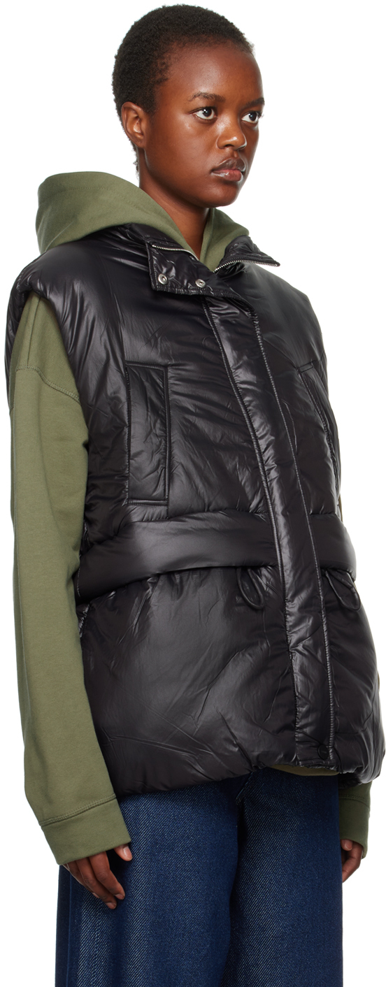Ganni Black Padded Vest In 099 Black