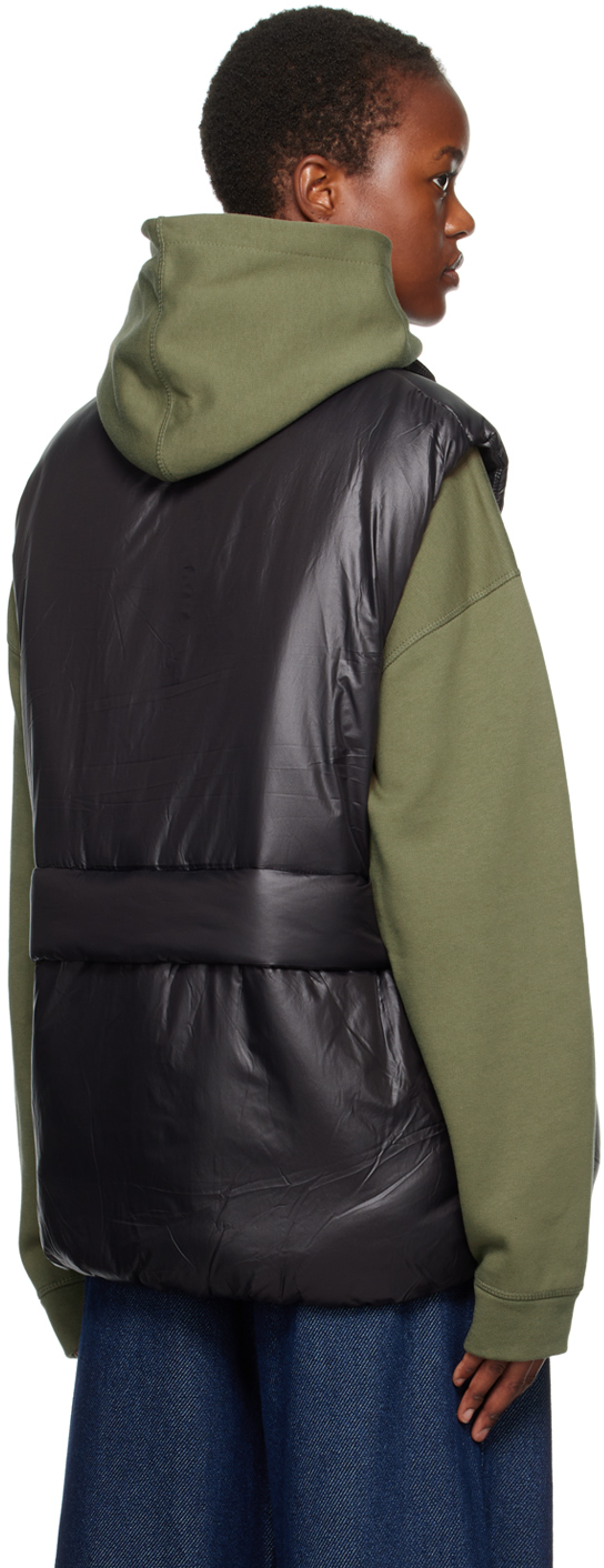 Ganni Black Padded Vest In 099 Black