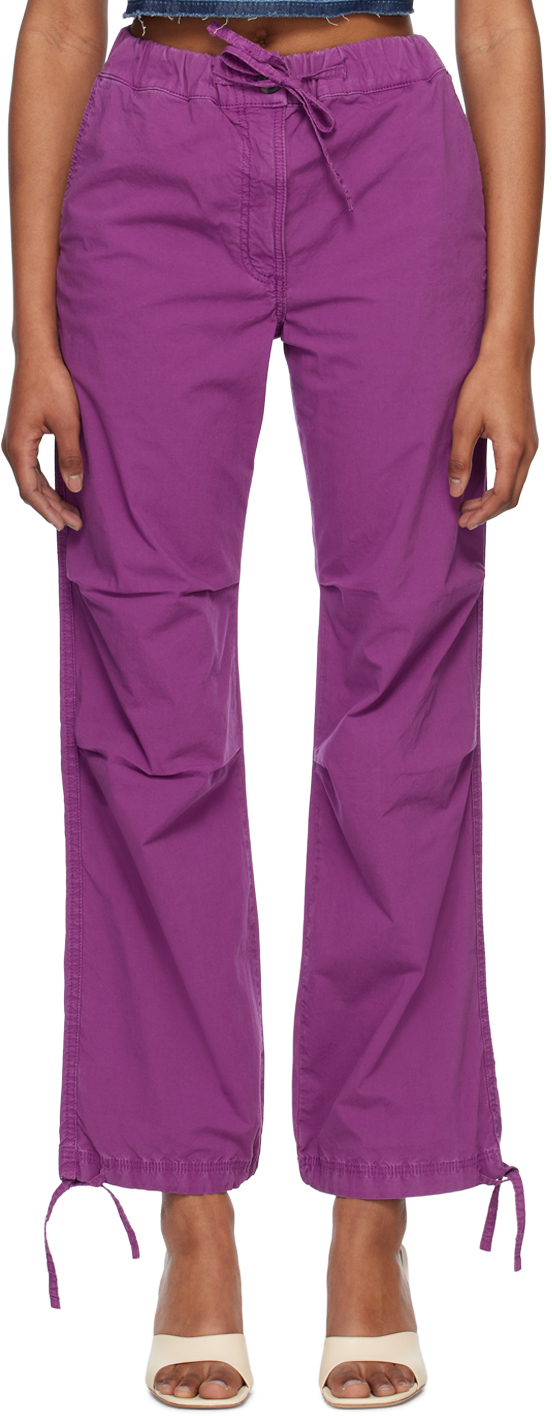 Shop Ganni Purple Drawstring Trousers In 492 Sparkling Grape