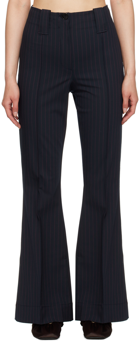 Navy Striped Trousers