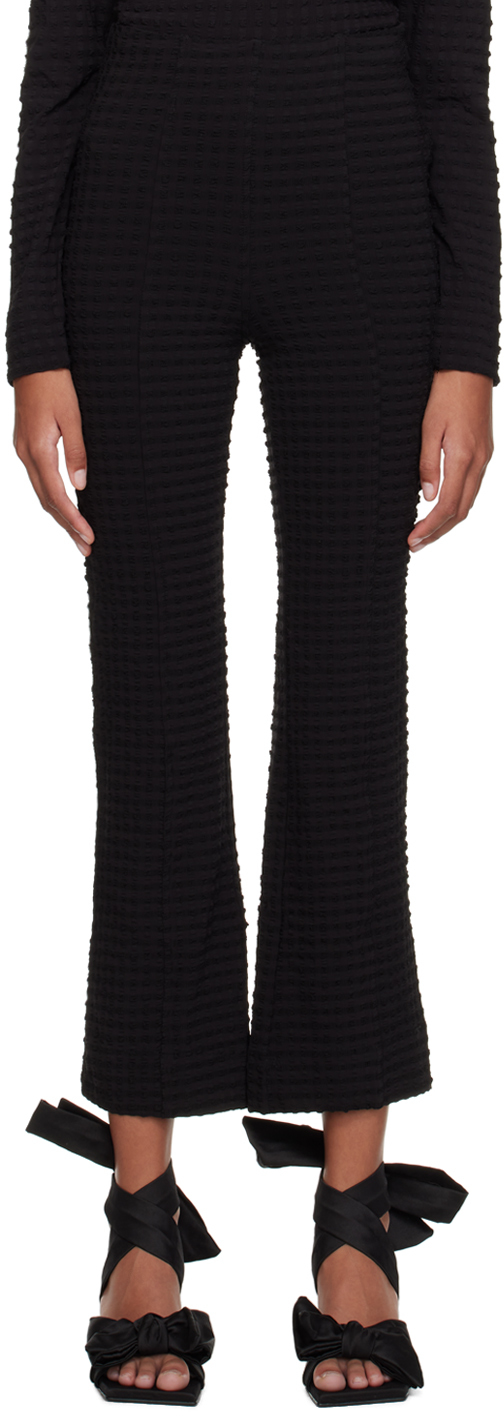 Ganni Black Cropped Trousers In 099 Black