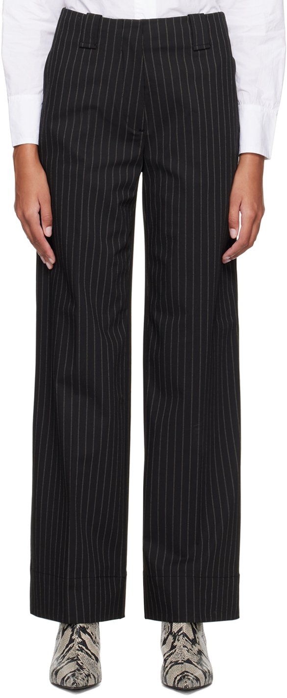 Maya Pinstripe Trousers in Navy | Altar'd State