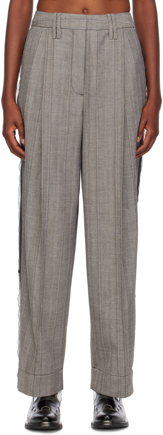 Shop Ganni Gray Relaxed-fit Trousers In 523 Frost Gray