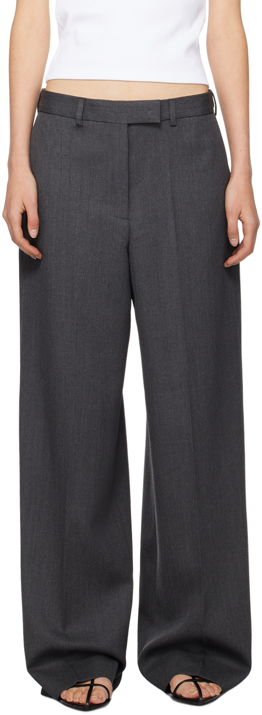 Rohe Gray Wide-leg Trousers In Grey Melange