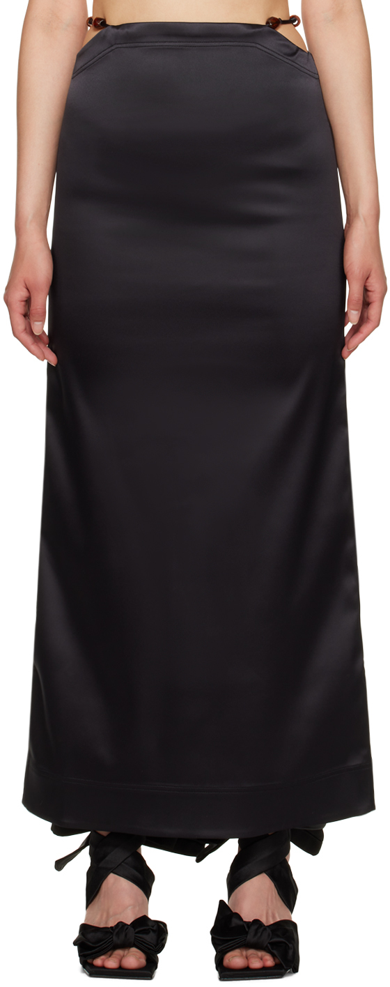 GANNI Black Beaded Maxi Skirt