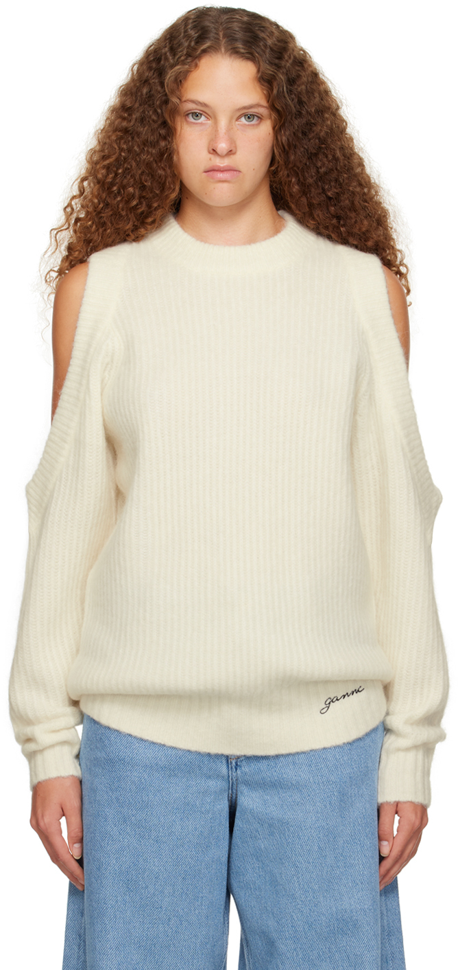 White Cutout Sweater