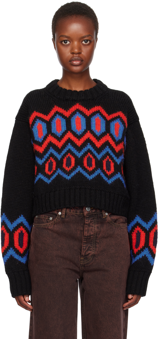 Shop Ganni Black Chunky Sweater In 099 Black