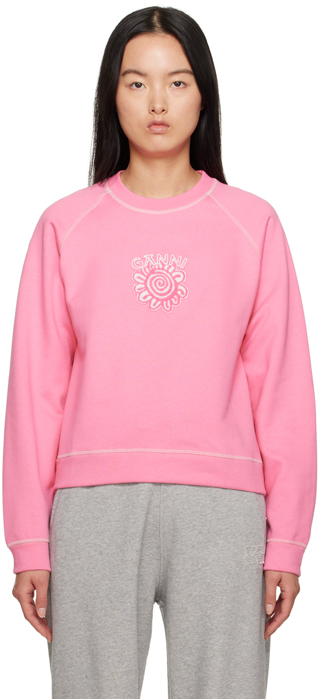 Shop Ganni Pink Isoli Sweatshirt In 892 Wild Orchid