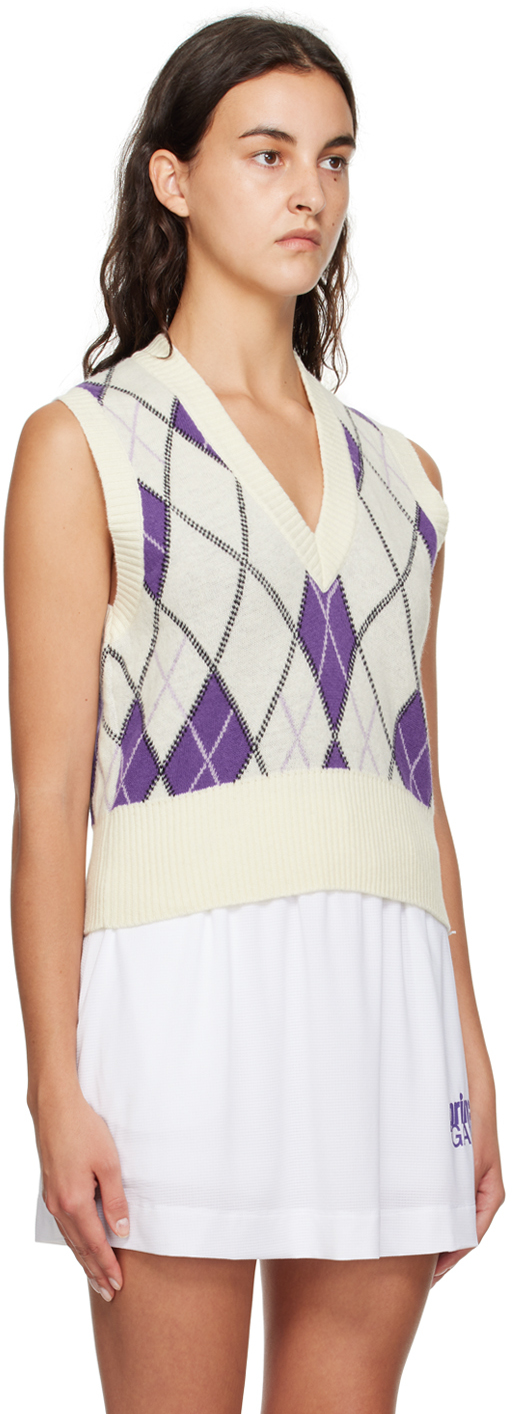 Ganni Off-white Prince Edition Harlequin Vest In 135 Egret