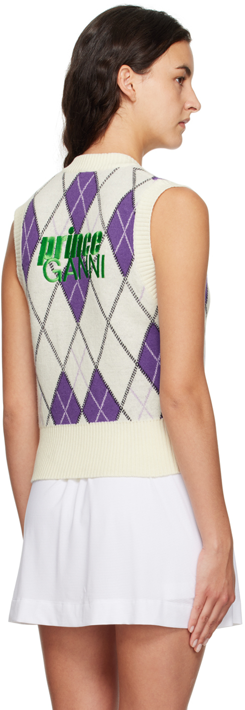 Ganni Off-white Prince Edition Harlequin Vest In 135 Egret