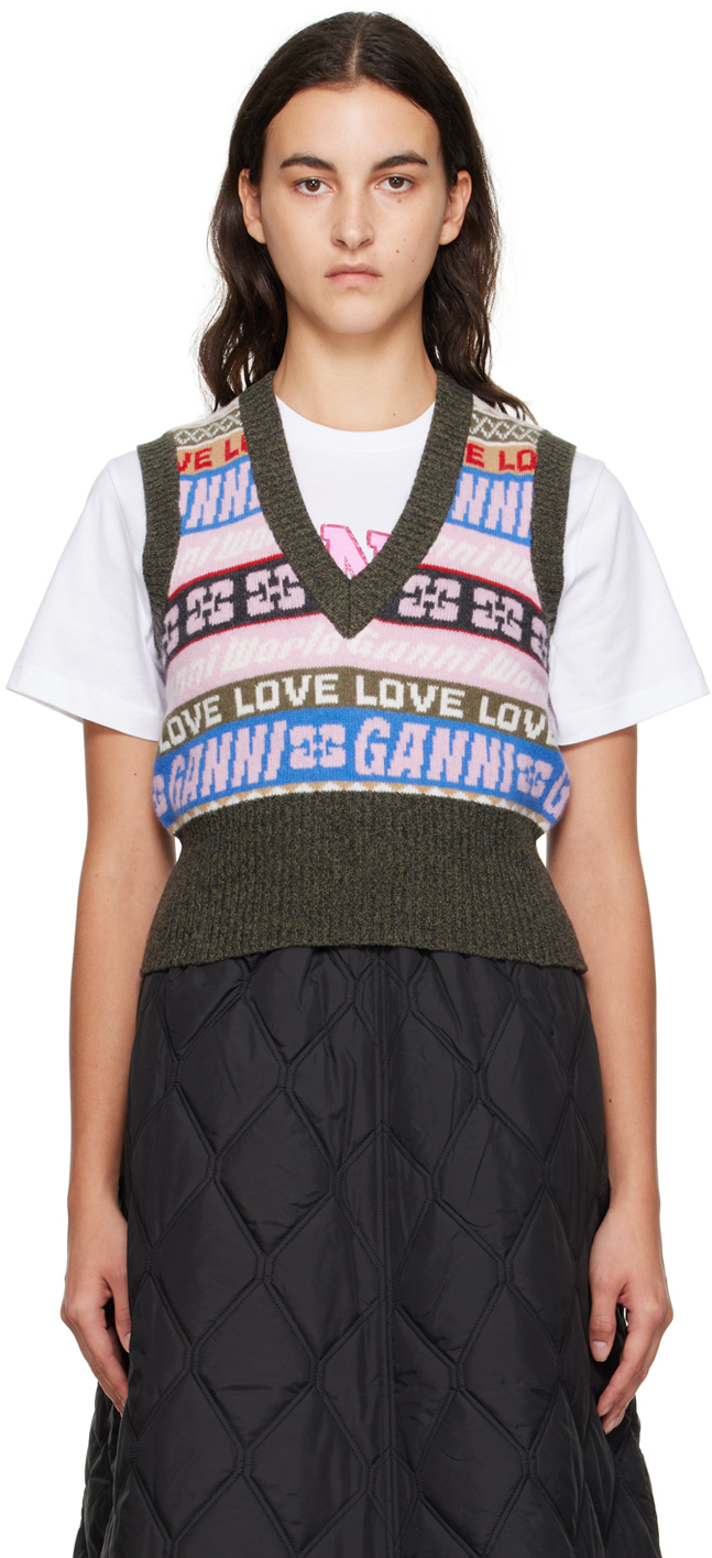 Shop Ganni Multicolor Graphic Vest In 999 Multicolour