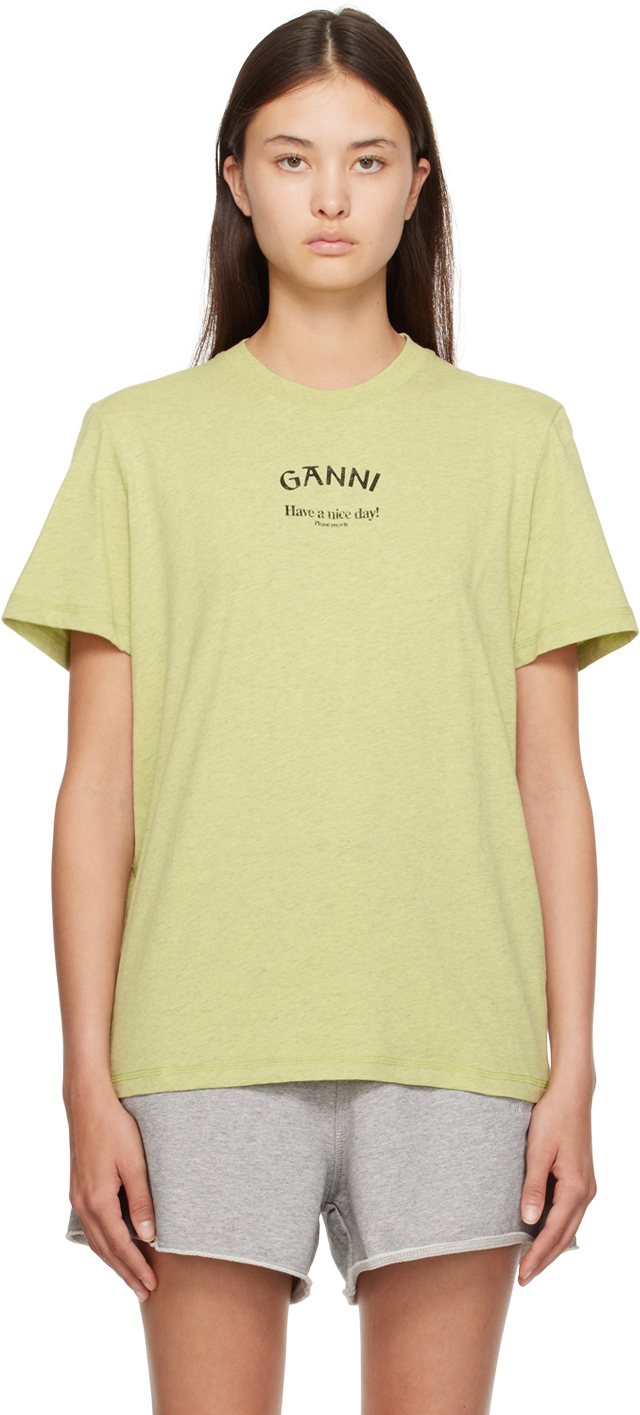Ganni Green Relaxed T-shirt In 762 Leek Green