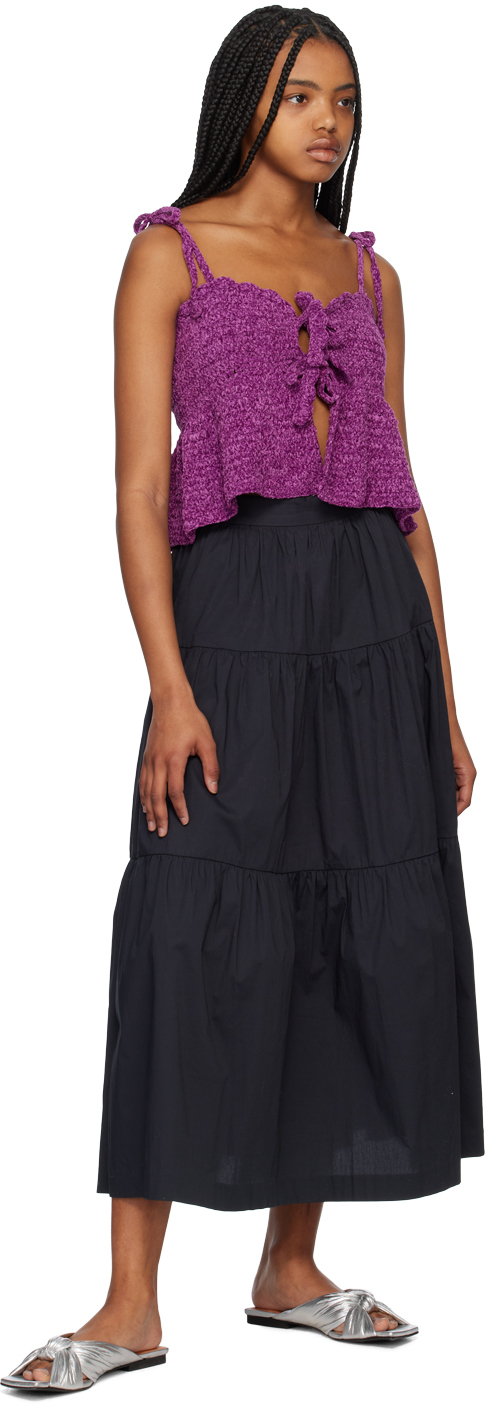 Ganni Purple Open Front Camisole In 492 Sparkling Grape