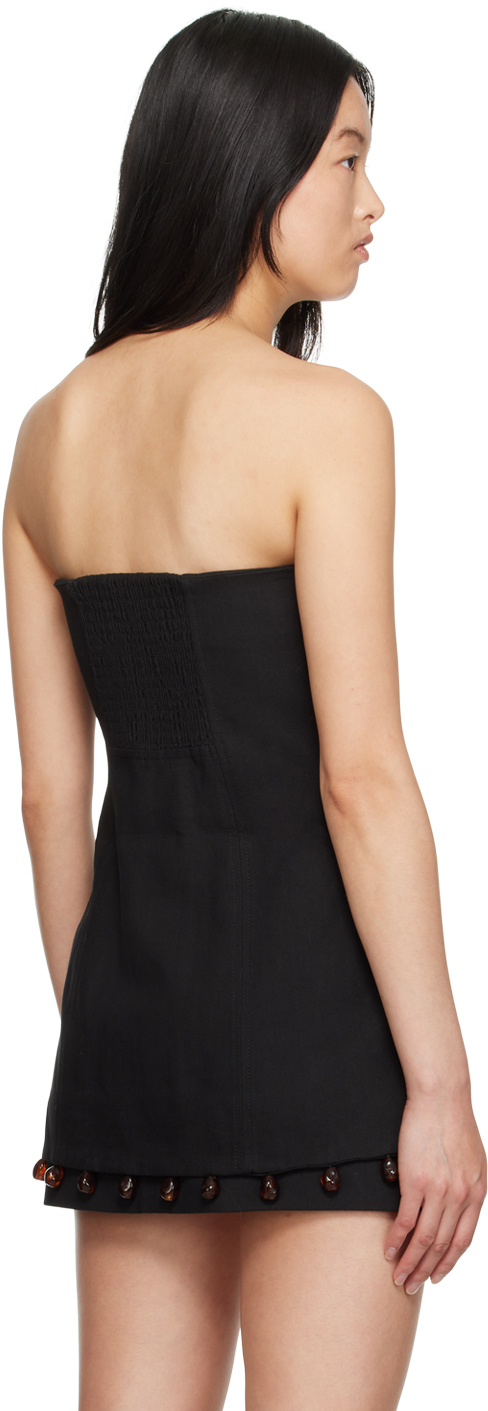 Ganni Strapless Beaded Suiting Top In 099 Black