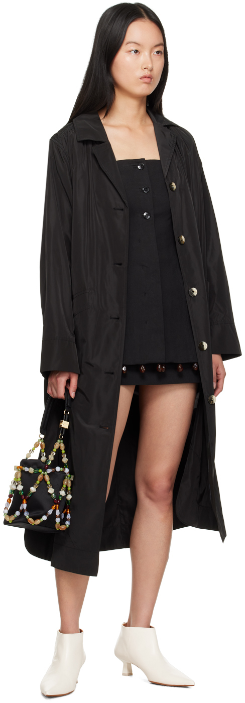 Ganni Strapless Beaded Suiting Top In 099 Black