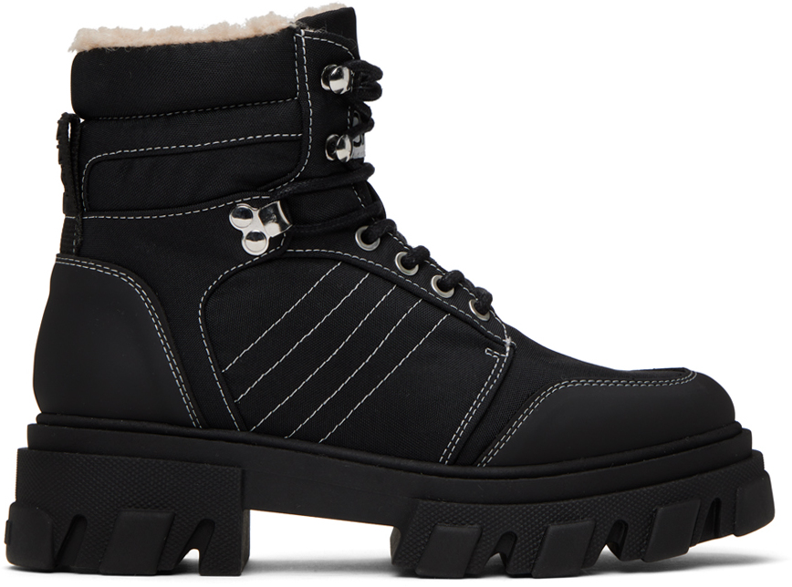 GANNI Black Cleated Hiking Boots