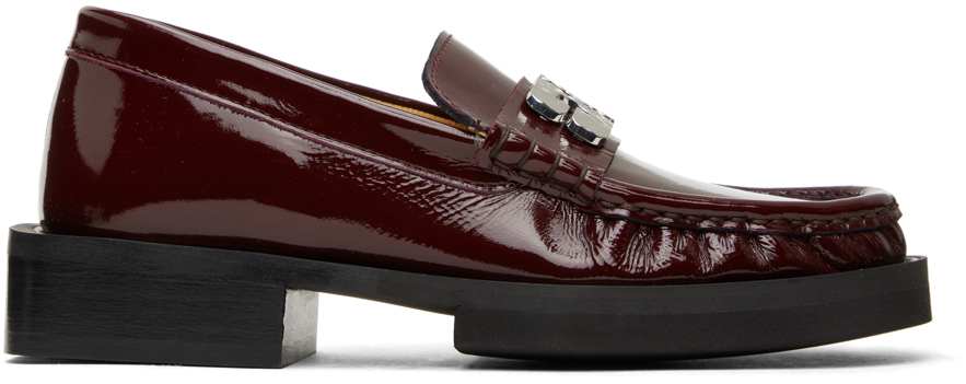 Ganni Burgundy Butterfly Loafers In 436 Burgundy
