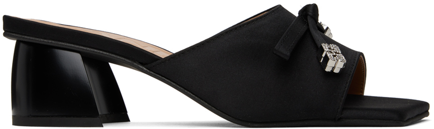 Shop Ganni Black Butterfly Bow Mules In 099 Black