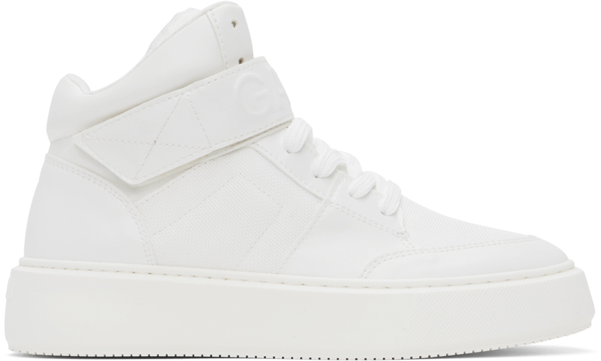 Shop Ganni White Sporty Mix High-top Sneakers In 135 Egret