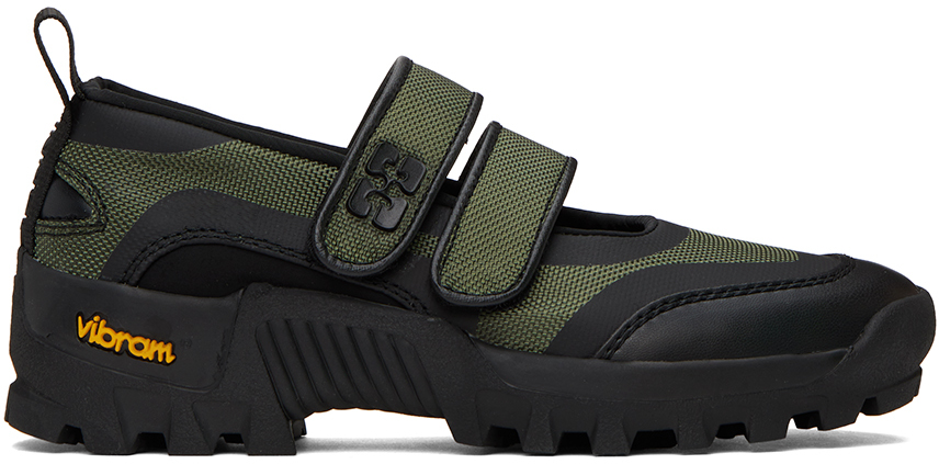 GANNI Black & Khaki Performance Mary Jane Sneakers