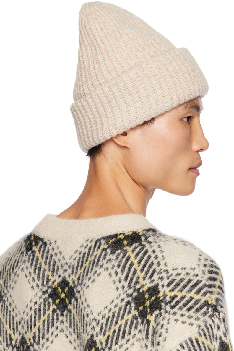 GANNI Beige Rib Beanie | Smart Closet