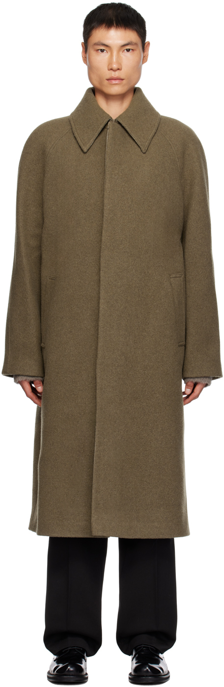 Róhe: Khaki Button-Up Coat | SSENSE