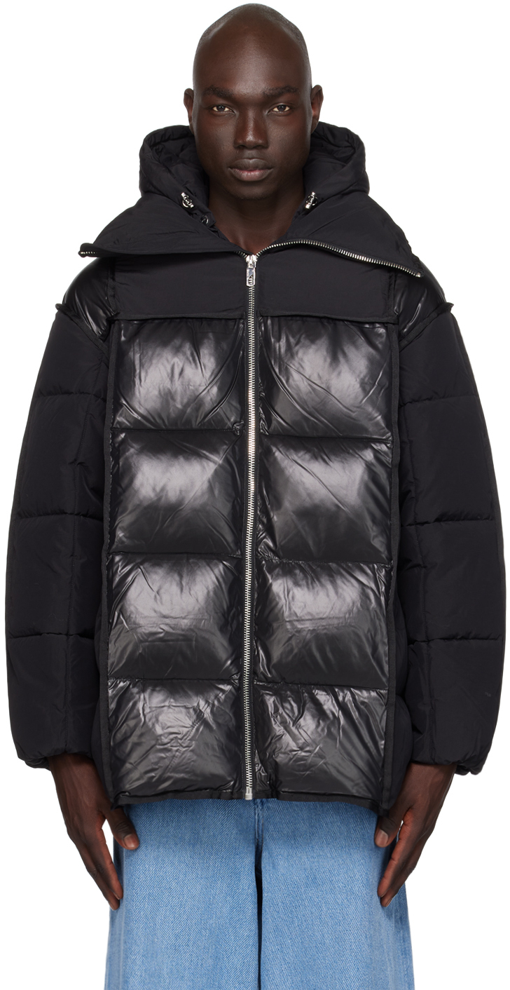 Black Paneled Puffer Jacket