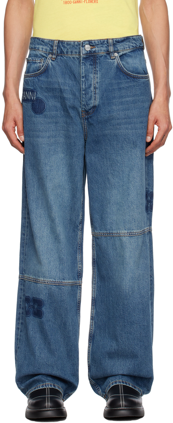 GANNI: Blue Izey Jeans | SSENSE Canada