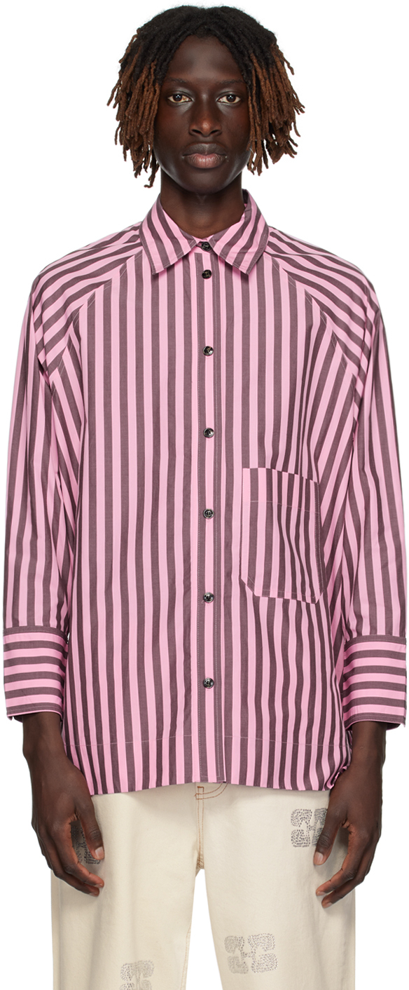 Pink & Brown Striped Shirt