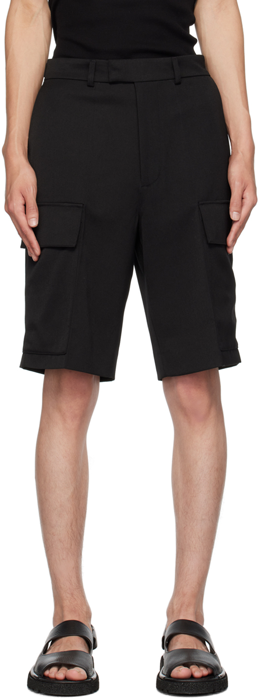 Rohe Black Tailored Cargo Shorts In 138 Noir