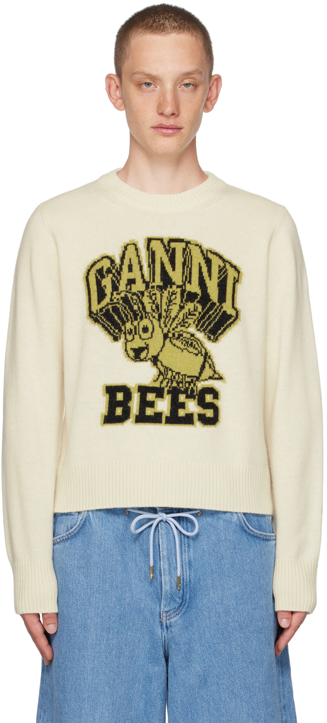 GANNI: Yellow Bees Crewneck | SSENSE