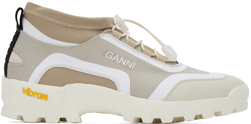 Ganni Beige Performance Sneakers In Egret 135