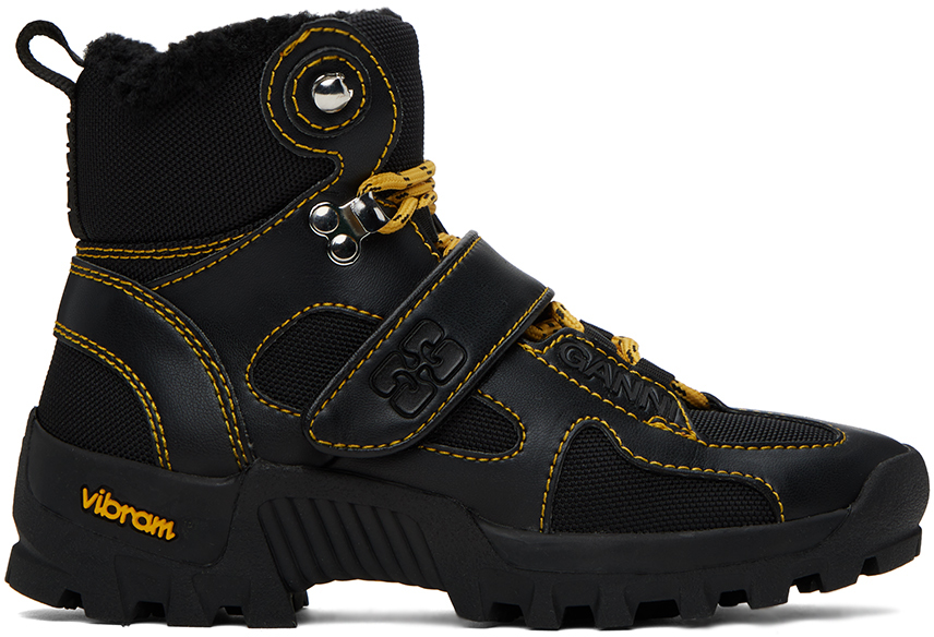 Black Performance Hiking Boots by GANNI on Sale