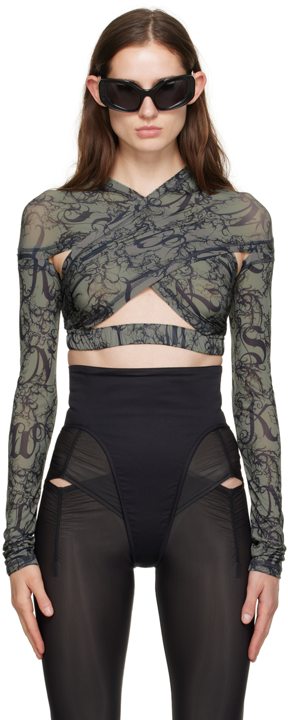 Knwls Green Anti Cross Over Blouse In Gothic Lace