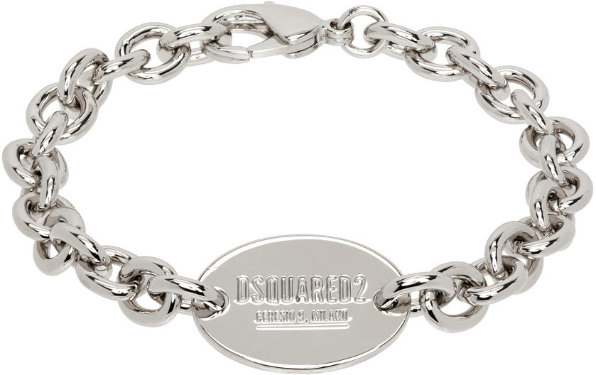 Silver D2 Tag Chain Bracelet