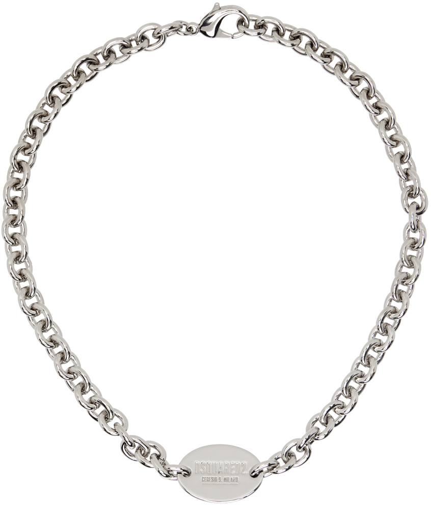 Silver D2 Tag Chain Necklace